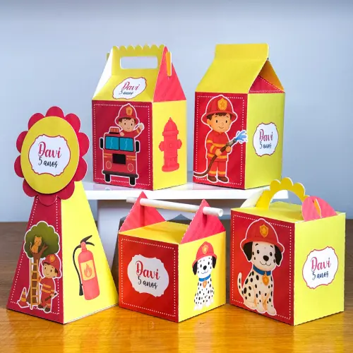 Kit 10 Caixinhas Personalizadas Bombeiro PEGUE E MONTE (LEIA A DE