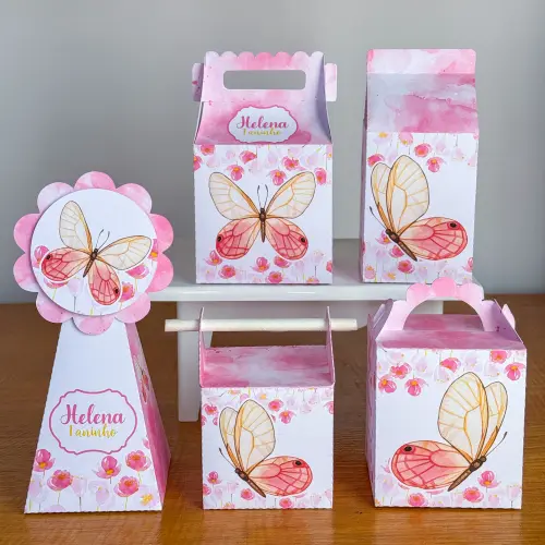 Kit 10 Caixinhas Personalizadas Borboleta PEGUE E MONTE (LEIA A DESCRIÇÃO)