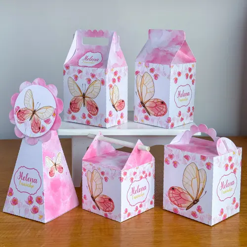 Kit 10 Caixinhas Personalizadas Borboleta PEGUE E MONTE (LEIA A D