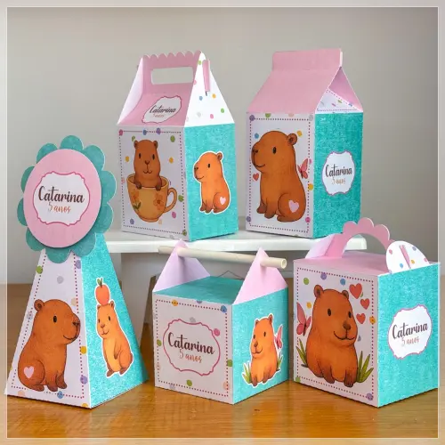 Kit 10 Caixinhas Personalizadas Capivara PEGUE E MONTE (LEIA A DE
