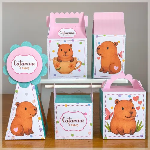 Kit 10 Caixinhas Personalizadas Capivara PEGUE E MONTE (LEIA A DESCRIÇÃO)