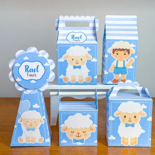 Kit 10 Caixinhas Personalizadas Cordeirinho PEGUE E MONTE (LEIA A DESCRIÇÃO)