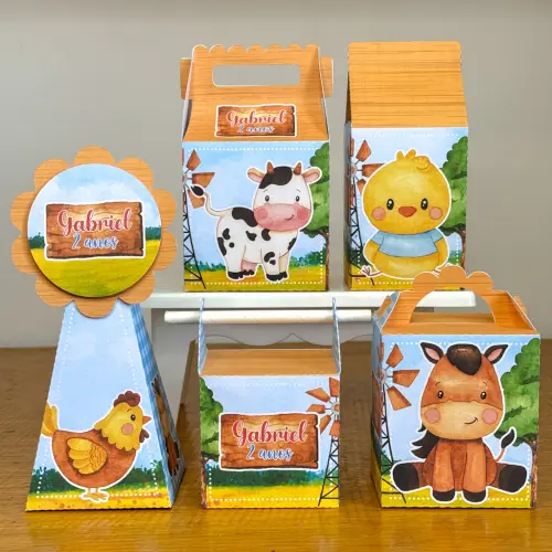 Kit 10 Caixinhas Personalizadas Fazendinha PEGUE E MONTE (LEIA A DESCRIÇÃO)