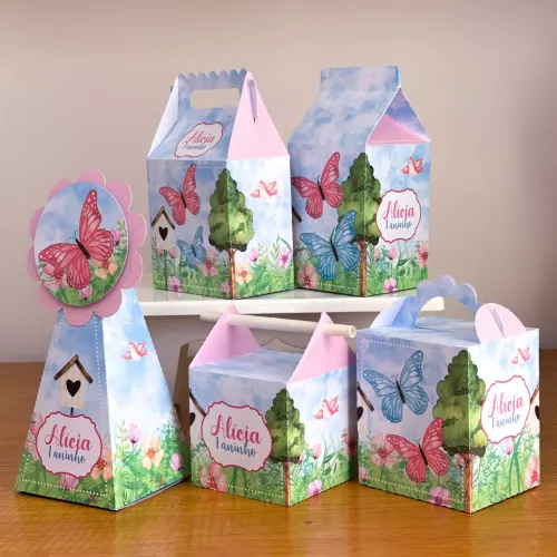 Kit 10 Caixinhas Personalizadas Jardim PEGUE E MONTE (LEIA A DESC
