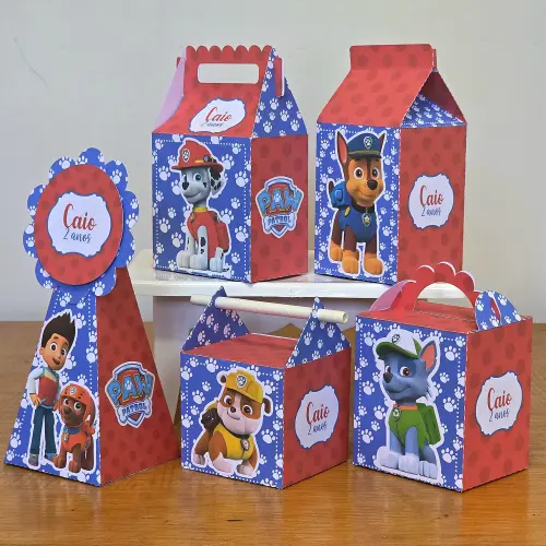 Kit 10 Caixinhas Personalizadas Patrulha Canina PEGUE E MONTE (LE