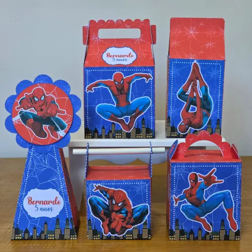 Kit 10 Caixinhas Personalizadas Homem Aranha PEGUE E MONTE (LEIA A DESCRIÇÃO)