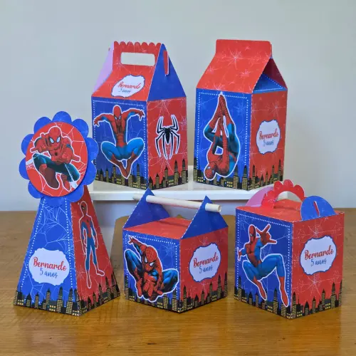 Kit 10 Caixinhas Personalizadas Homem Aranha PEGUE E MONTE (LEIA 