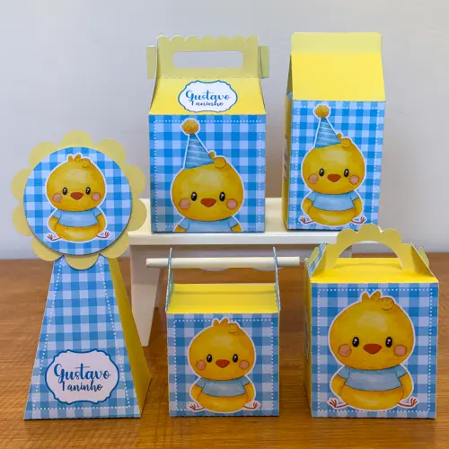 Kit 10 Caixinhas Personalizadas Pintinho Amarelinho PEGUE E MONTE (LEIA A DESCRIÇÃO)