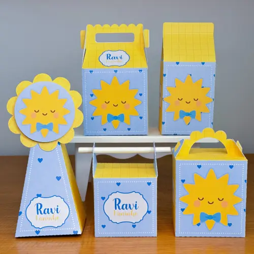 Kit 10 Caixinhas Personalizadas Raio de Sol Menino PEGUE E MONTE (LEIA A DESCRIÇÃO)