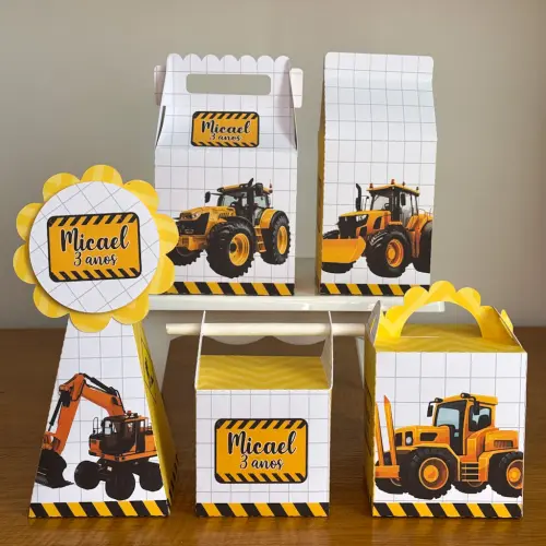 Kit 10 Caixinhas Personalizadas Trator PEGUE E MONTE (LEIA A DESCRIÇÃO)