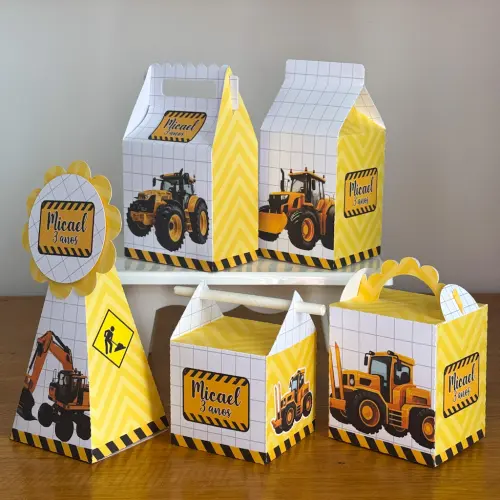 Kit 10 Caixinhas Personalizadas Trator PEGUE E MONTE (LEIA A DESC