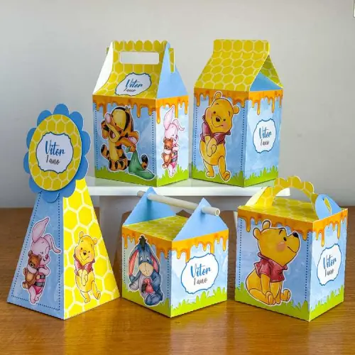 Kit 10 Caixinhas Personalizadas Ursinho Pooh PEGUE E MONTE (LEIA 