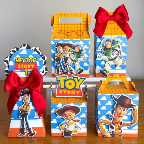 Kit 10 Caixinhas Personalizadas Toy Story Com Laços e Apliques PEGUE E MONTE (LEIA A DESCRIÇÃO)