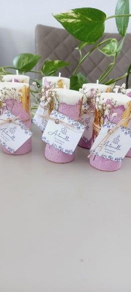 Vela Base Concreto Lembrancinha com Folha de Ouro