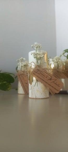Vela Base Concreto Lembrancinha com Folha de Ouro