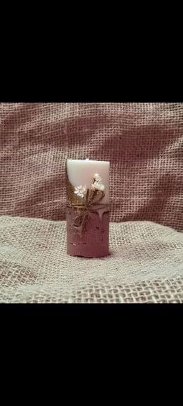 Vela Base Concreto Lembrancinha com Folha de Ouro
