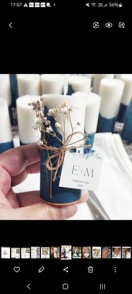 Vela Base Concreto Lembrancinha com Folha de Ouro