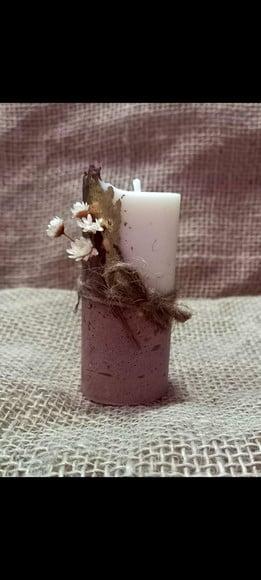 Vela Base Concreto Lembrancinha com Folha de Ouro