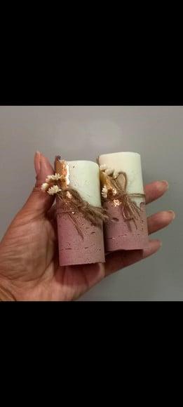 Vela Base Concreto Lembrancinha com Folha de Ouro