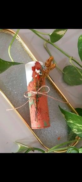 Vela Concreto 12cm com Folha de Ouro