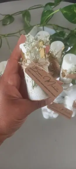 Vela Base Concreto Lembrancinha com Folha de Ouro