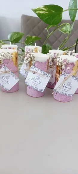 Vela Base Concreto Lembrancinha com Folha de Ouro
