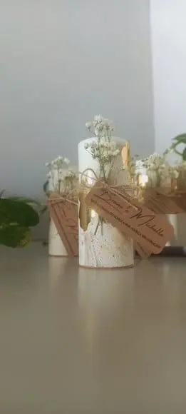 Vela Base Concreto Lembrancinha com Folha de Ouro