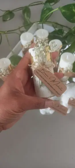 Vela Base Concreto Lembrancinha com Folha de Ouro