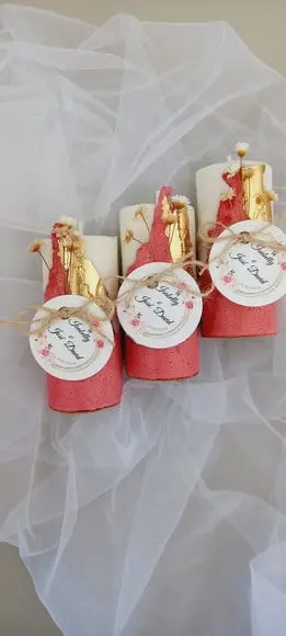 Vela Base Concreto Lembrancinha com Folha de Ouro