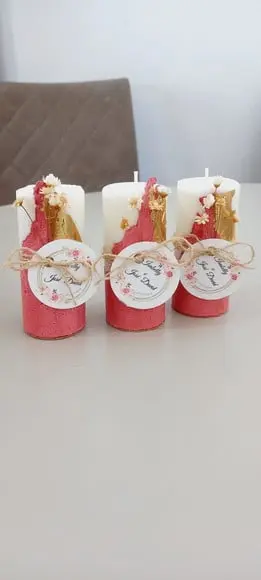 Vela Base Concreto Lembrancinha com Folha de Ouro