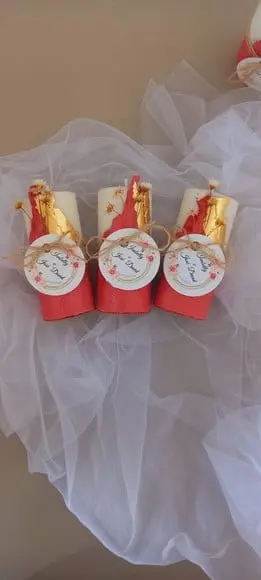 Vela Base Concreto Lembrancinha com Folha de Ouro