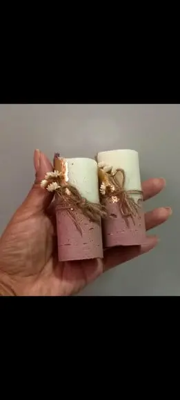 Vela Base Concreto Lembrancinha com Folha de Ouro