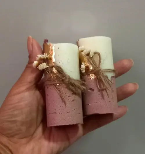 Vela Base Concreto Lembrancinha com Folha de Ouro