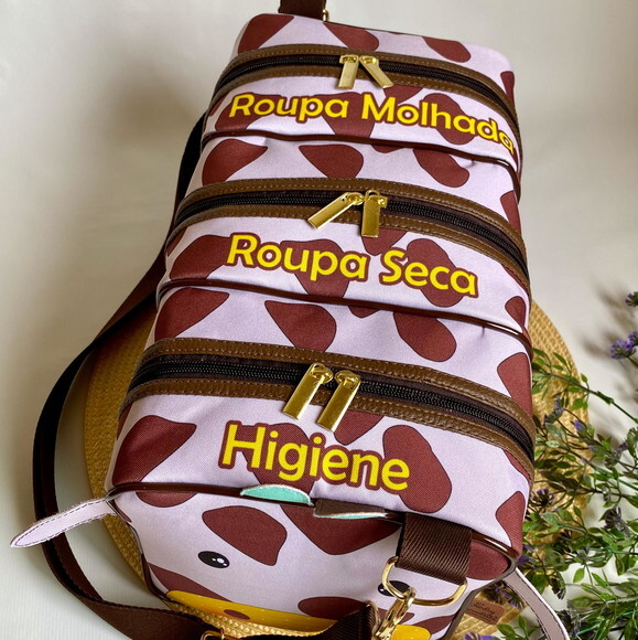 Bolsa Creche Girafa 3d com 3 Compartimentos