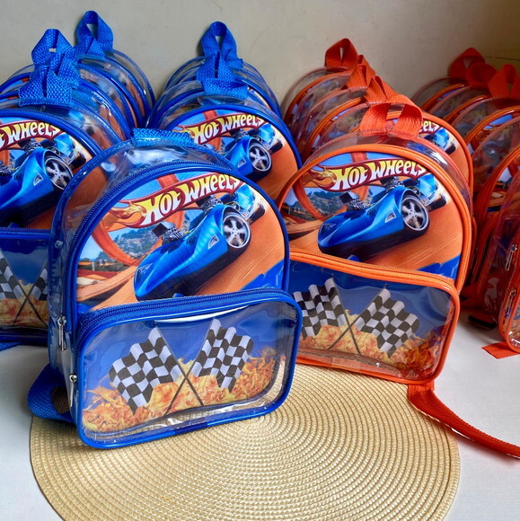 Mochila Hotwheels cristal com bolso