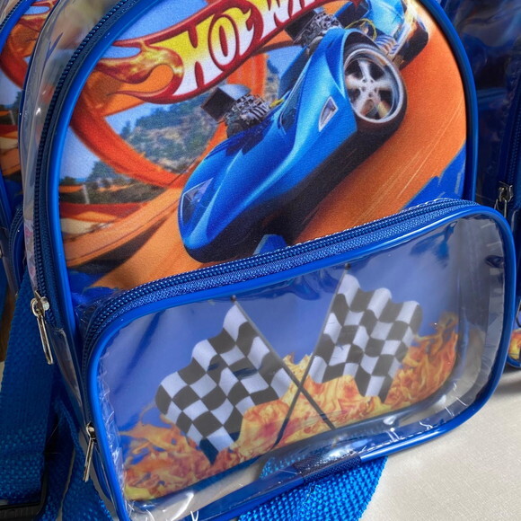 Mochila Hotwheels cristal com bolso