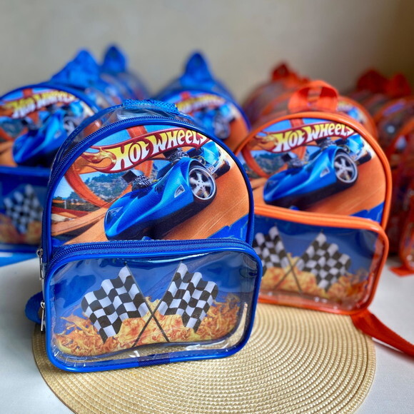 Mochila Hotwheels cristal com bolso