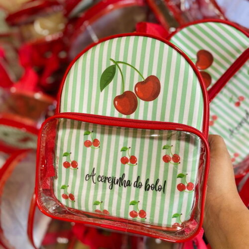 Mochila Cerejinha cristal com bolso