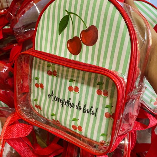 Mochila Cerejinha cristal com bolso