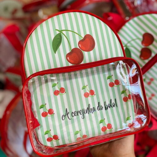 Mochila Cerejinha cristal com bolso