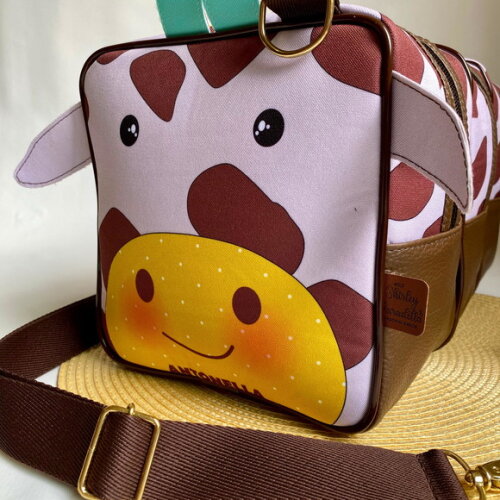 Bolsa Creche Girafa 3d com 3 Compartimentos