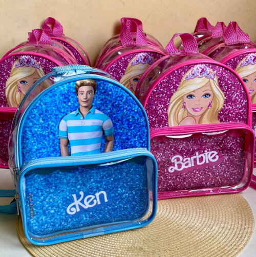 Mochila Barbie cristal com bolso