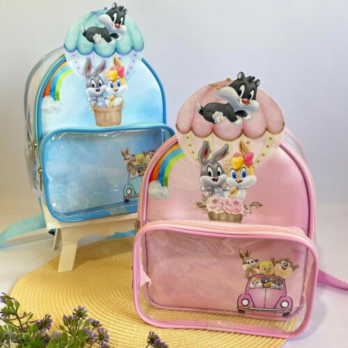 Mochila Baby Looney Tunes 3D cristal com bolso