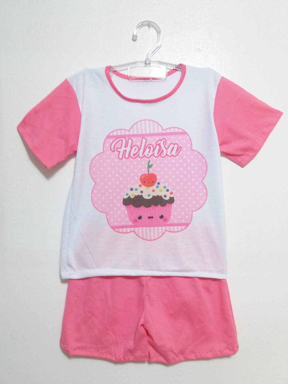 Pijama Curto Infantil Personalizado - Cupcake