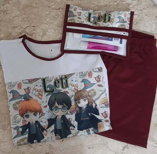 Pijama Curto Personalizado+ Necessarie Visor c/ Kit Higiene