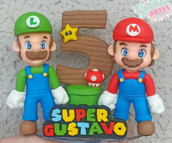 Topo de Bolo Mário e Luigi