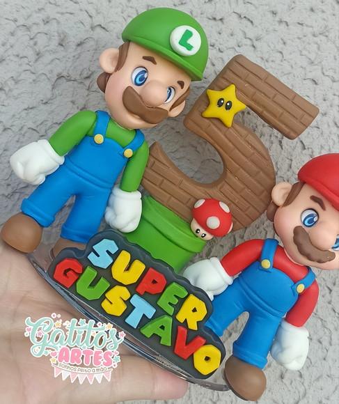 Topo de Bolo Mário e Luigi