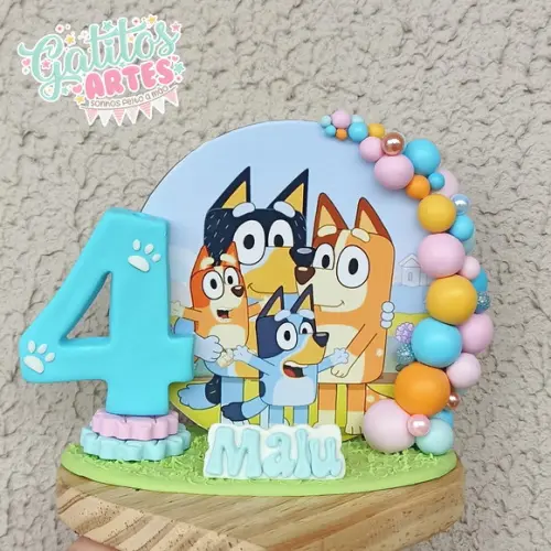 Vela Cenário Bluey e Bingo Rosa