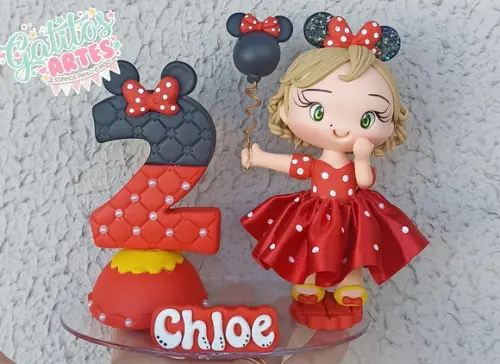 Topo de Bolo Minnie Personalizado