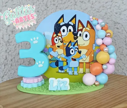 Vela Cenário Bluey e Bingo Rosa